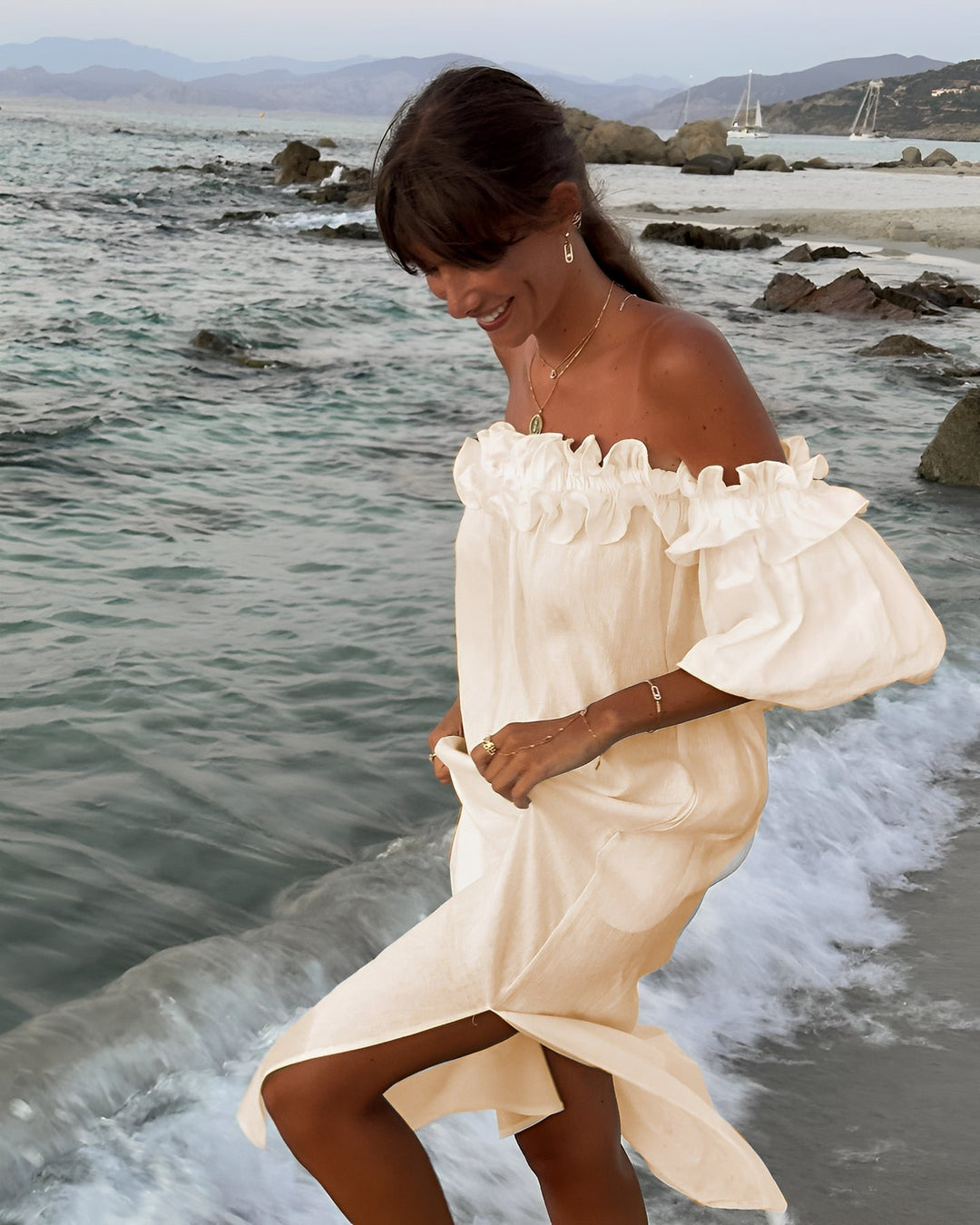 Patrice - Women's Slit and Off-Shoulder Dress