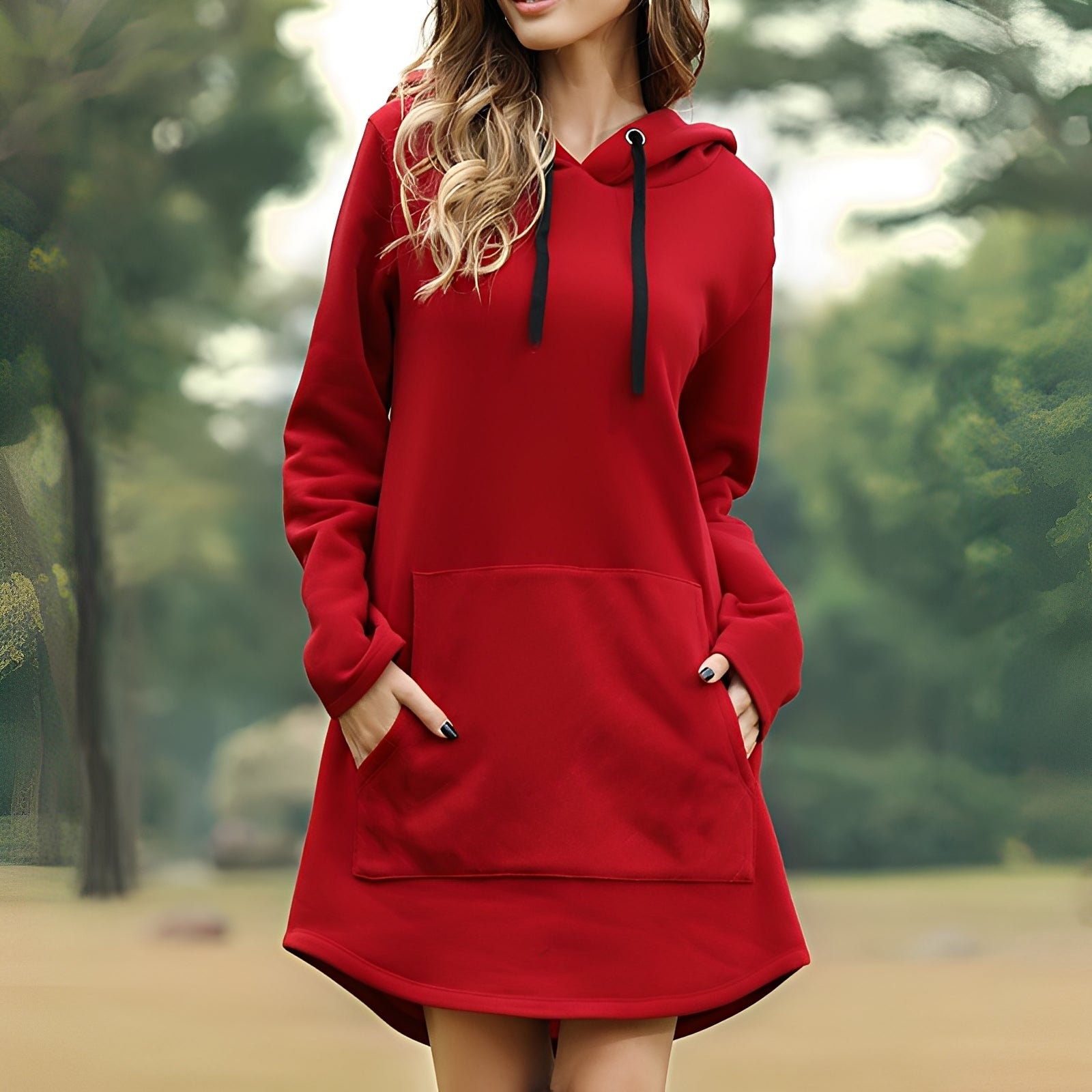 Glenna - Women's Long-Sleeve Hoodie Dress