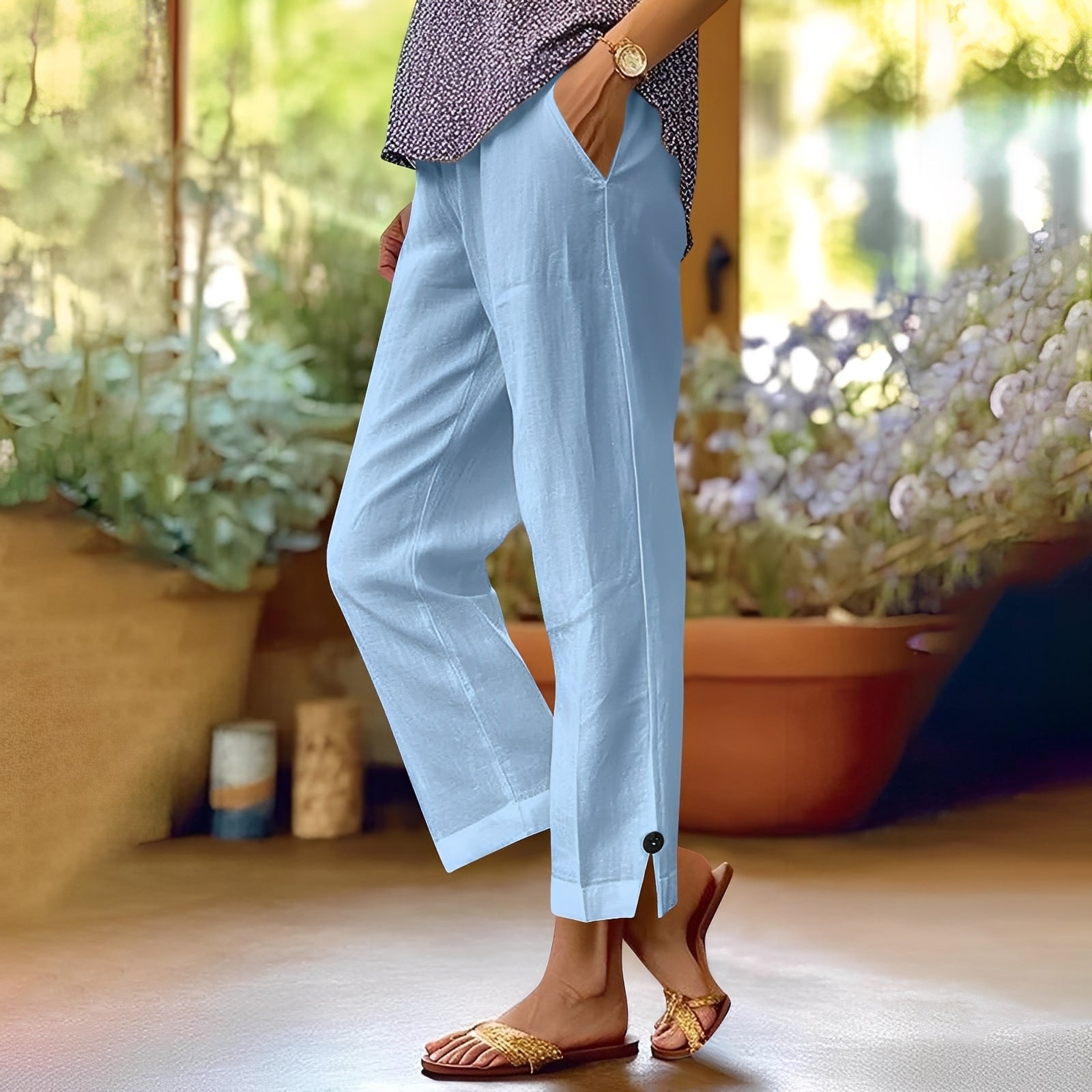Kassia - Pantaloni estivi casual in lino per donne