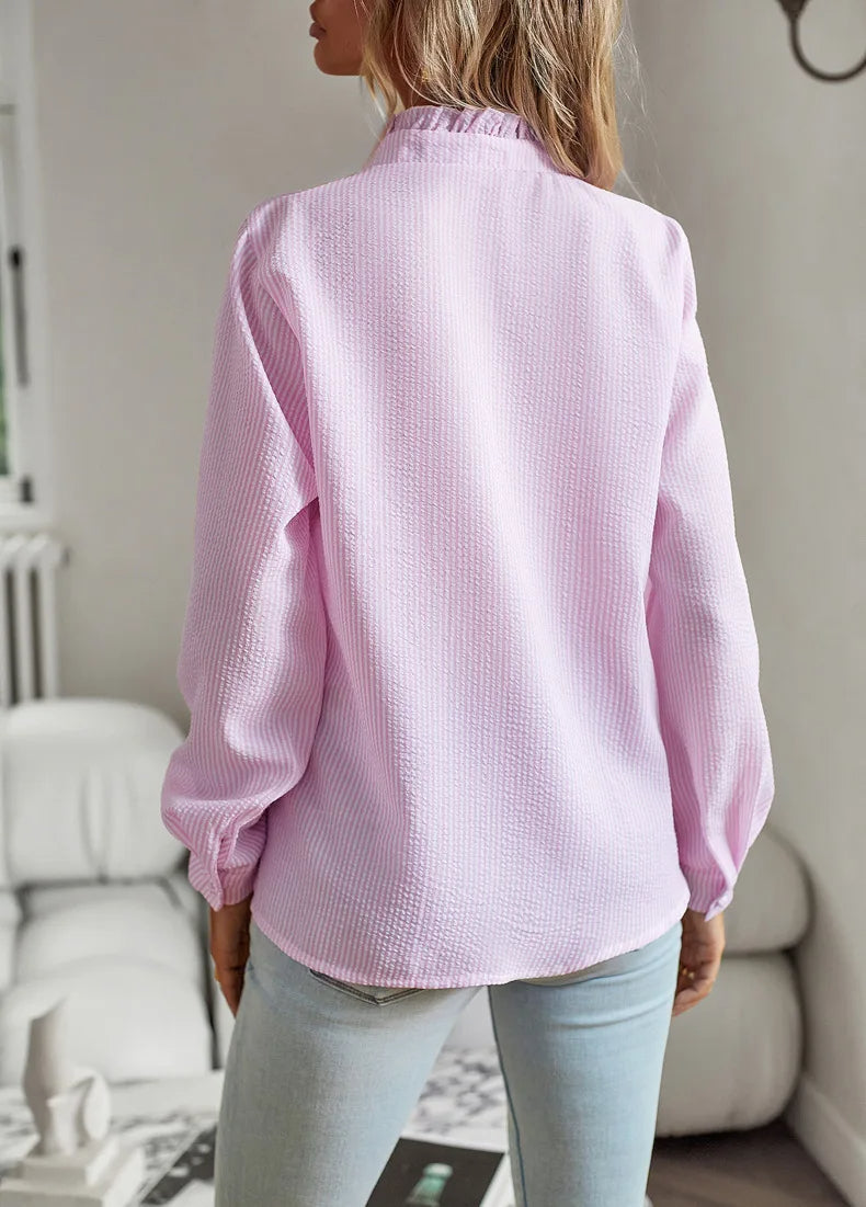 Bridgette - Elegante camicia con volant a righe per donne