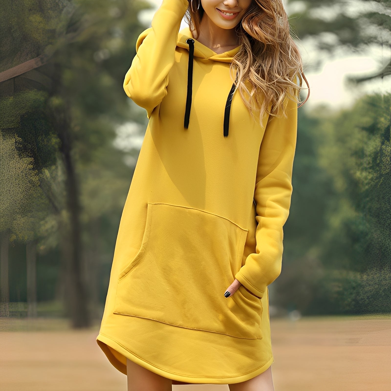 Glenna - Women's Long-Sleeve Hoodie Dress