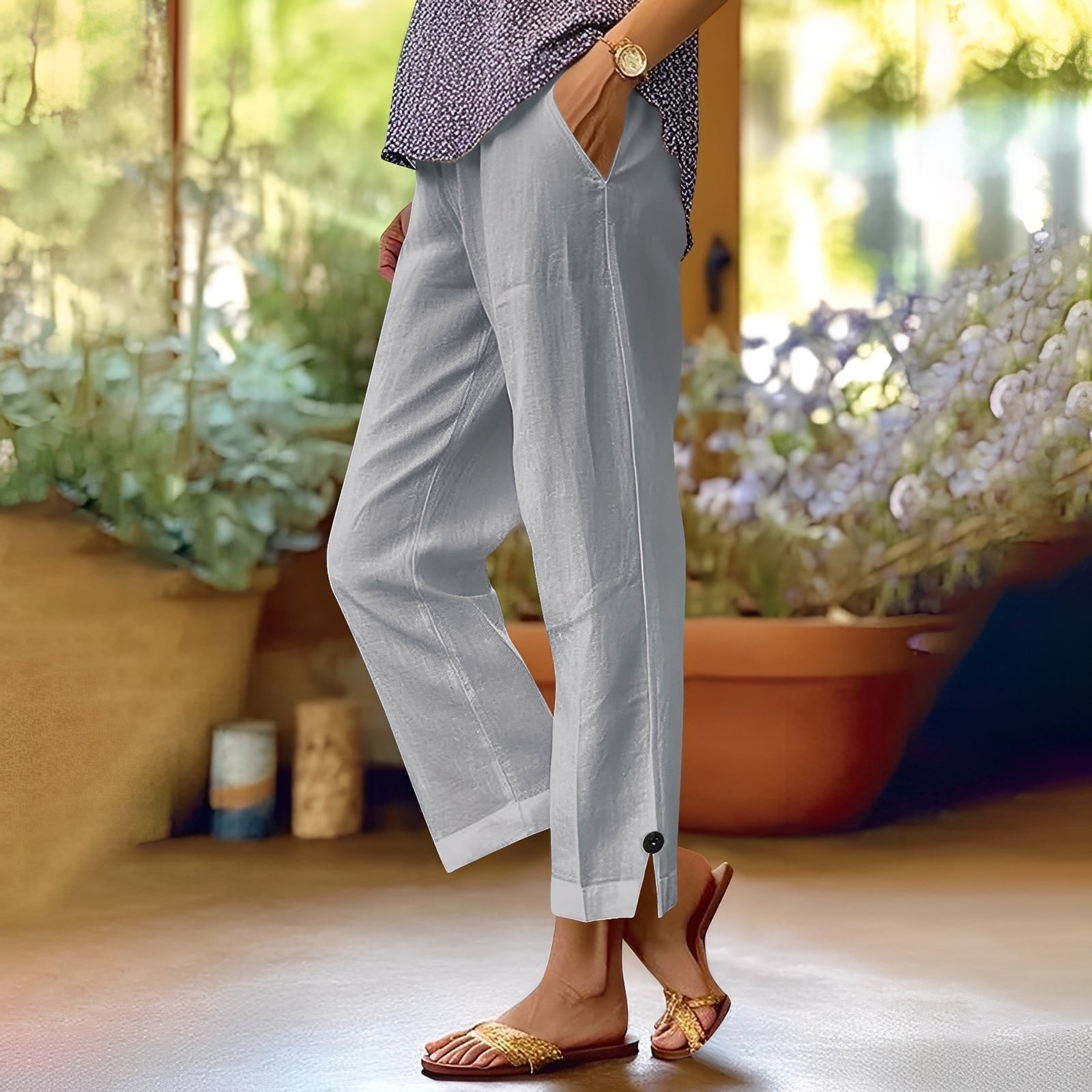 Kassia - Pantaloni estivi casual in lino per donne