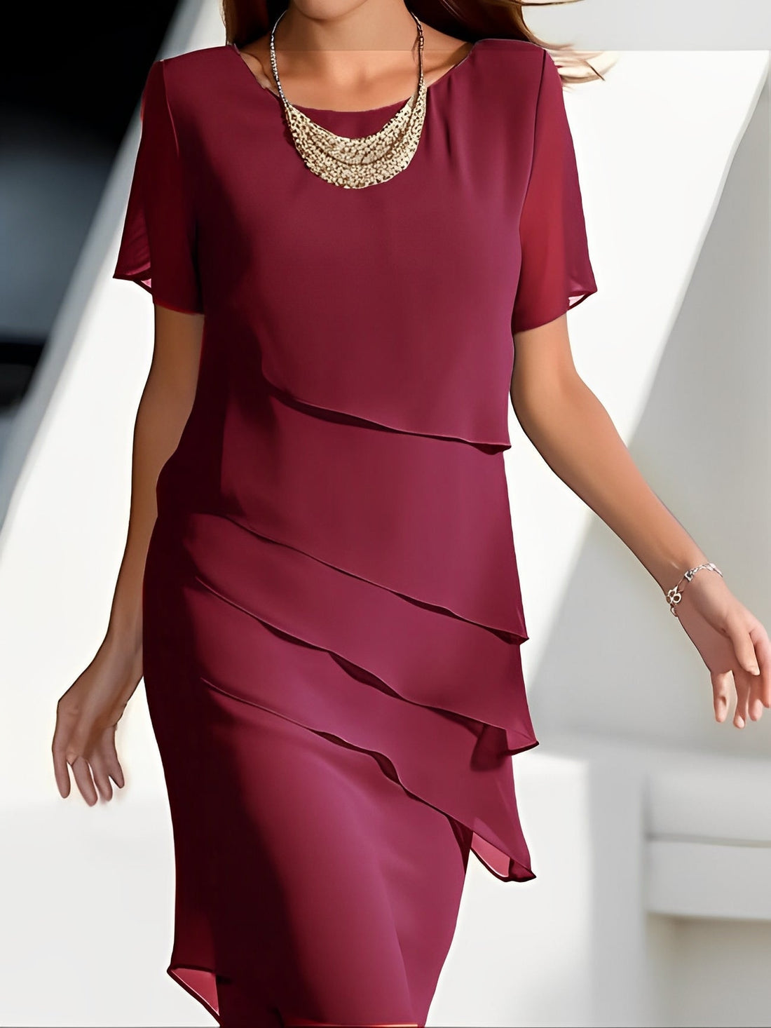 Carmel - Elegante abito in chiffon con patchwork per donne