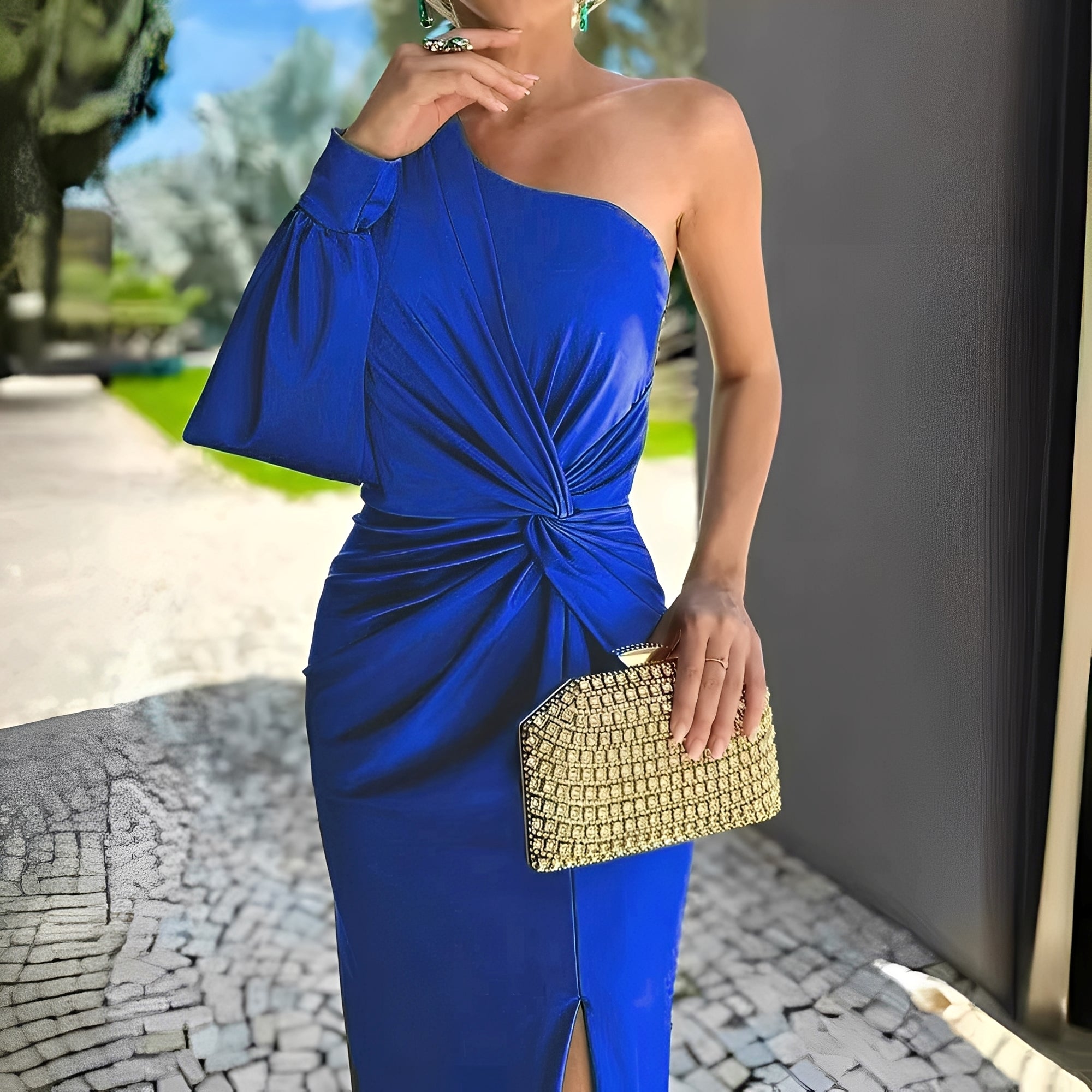 Pauline - Elegante abito monospalla drappeggiato per donne