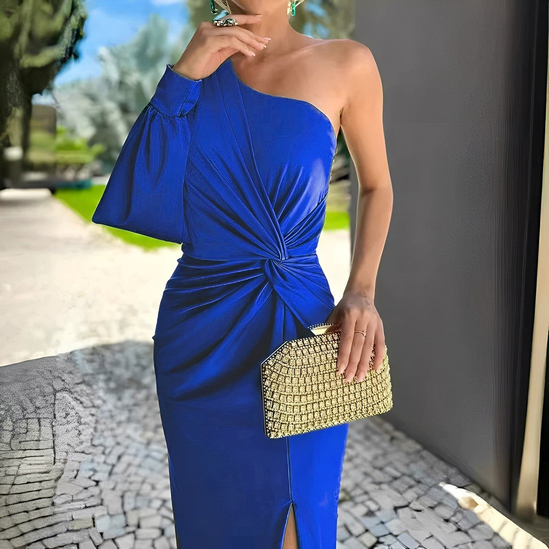 Pauline - Elegante abito monospalla drappeggiato per donne