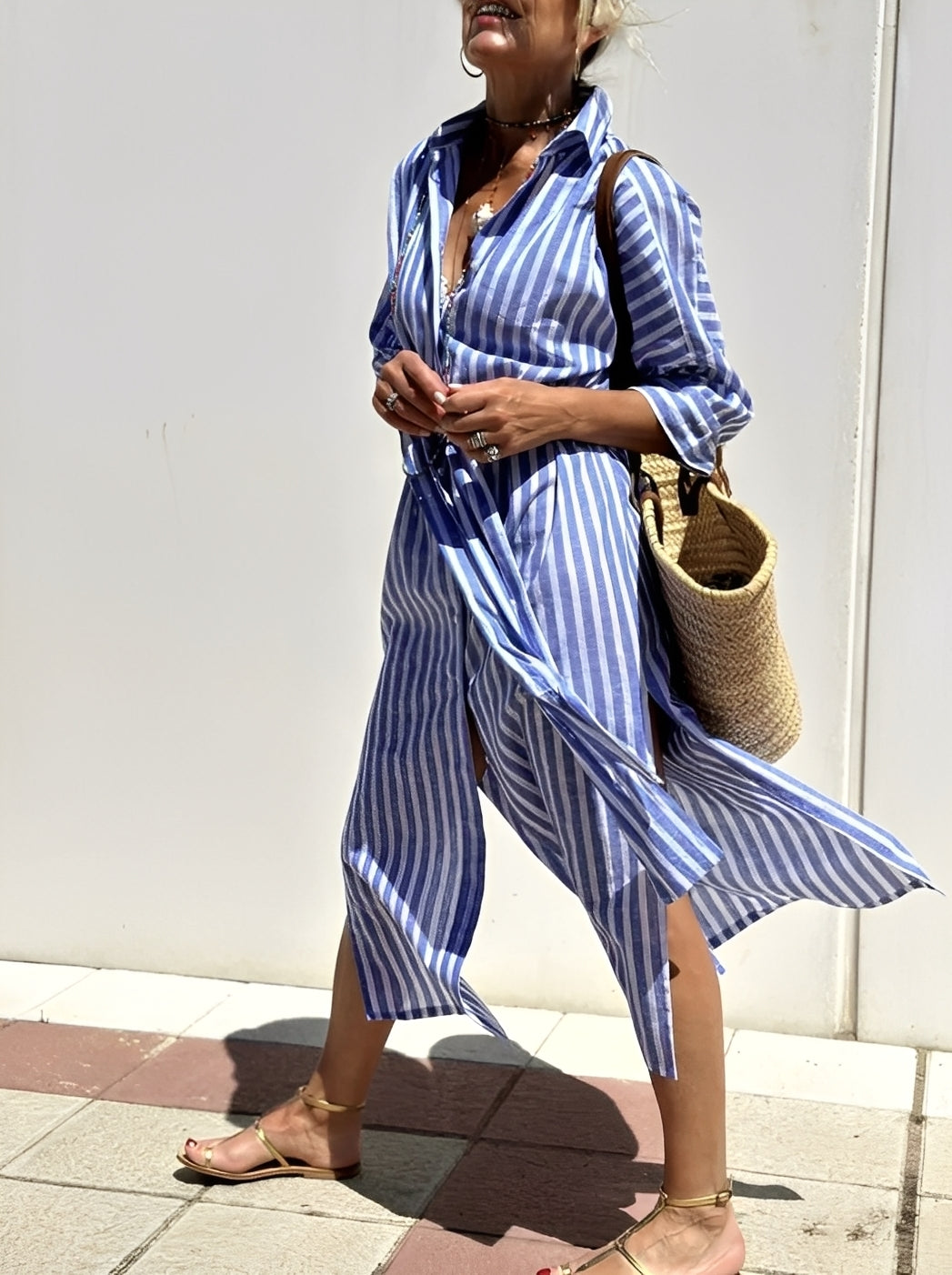 Merilyn - Comfortable striped shirt dress for women