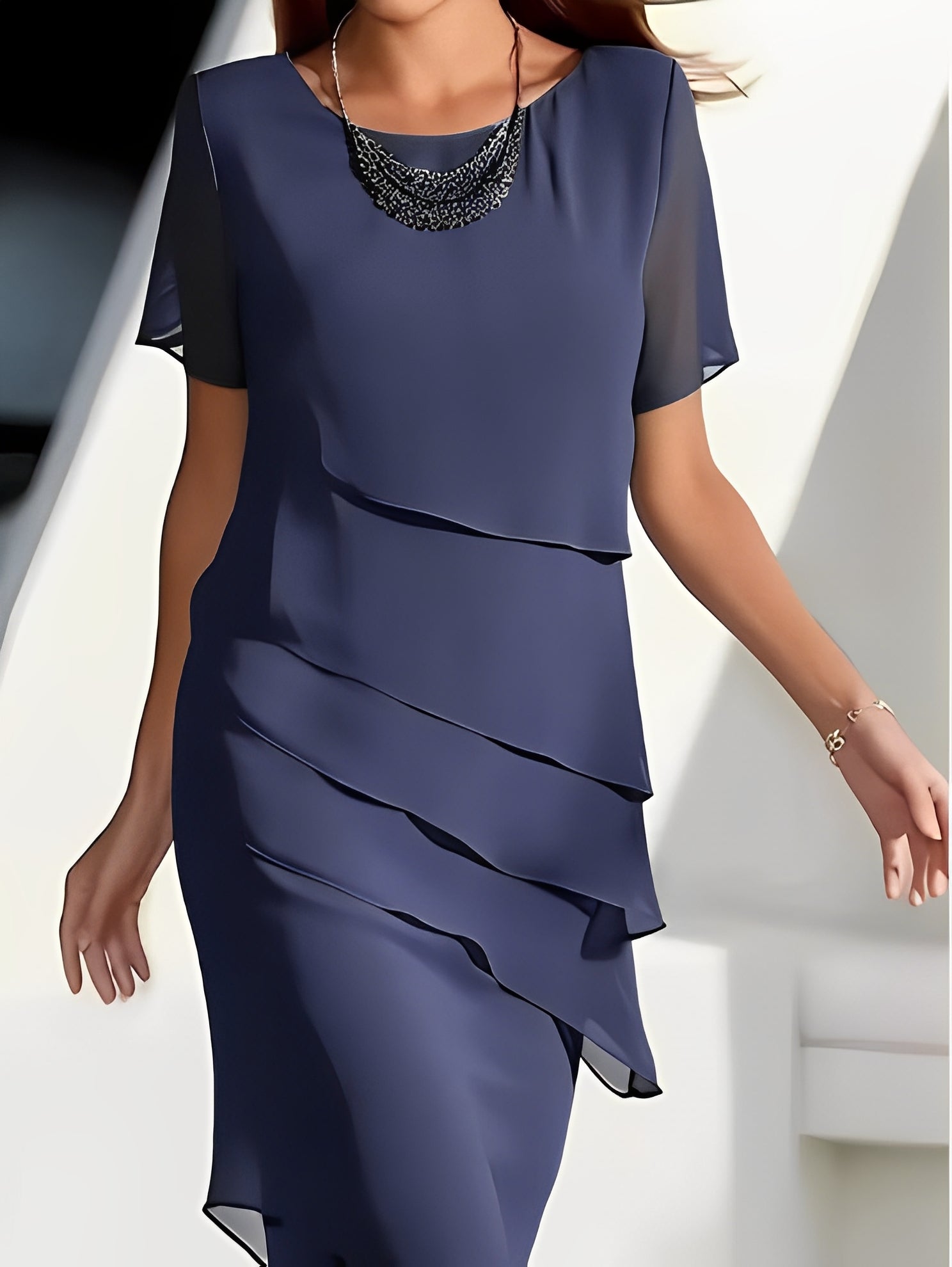 Carmel - Elegante abito in chiffon con patchwork per donne