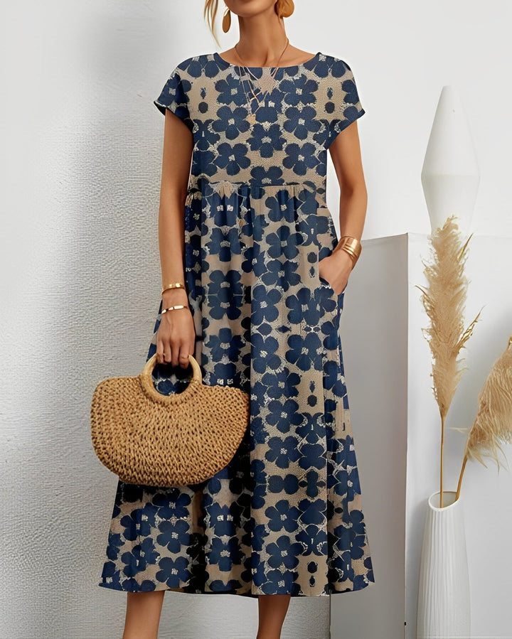 Merla - Elegant women's midi dress with pockets