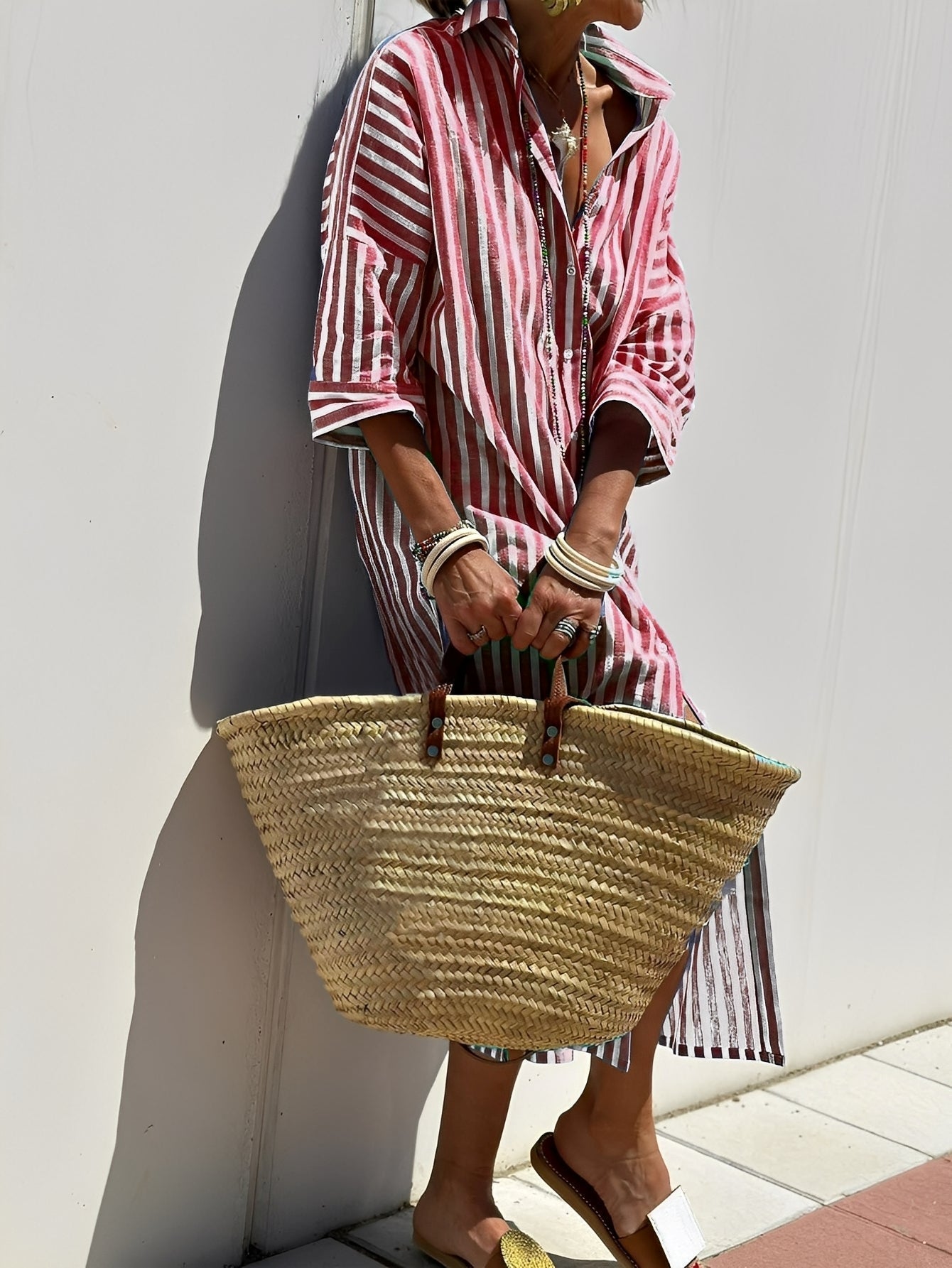 Merilyn - Comfortable striped shirt dress for women