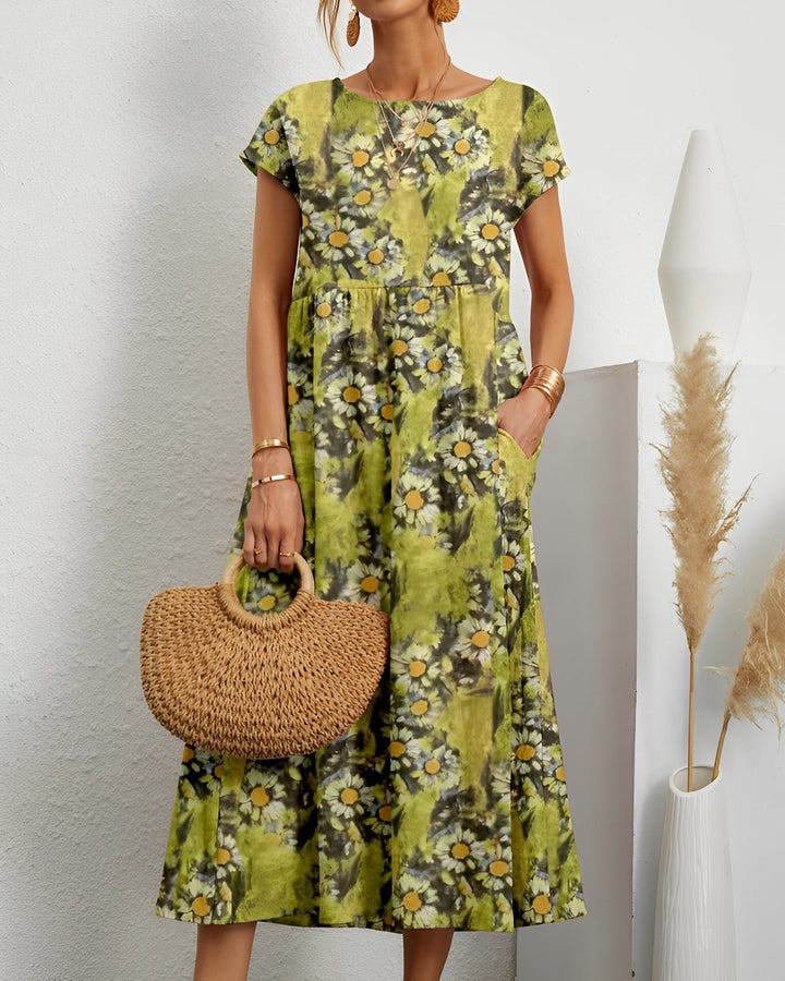 Merla - Elegant women's midi dress with pockets
