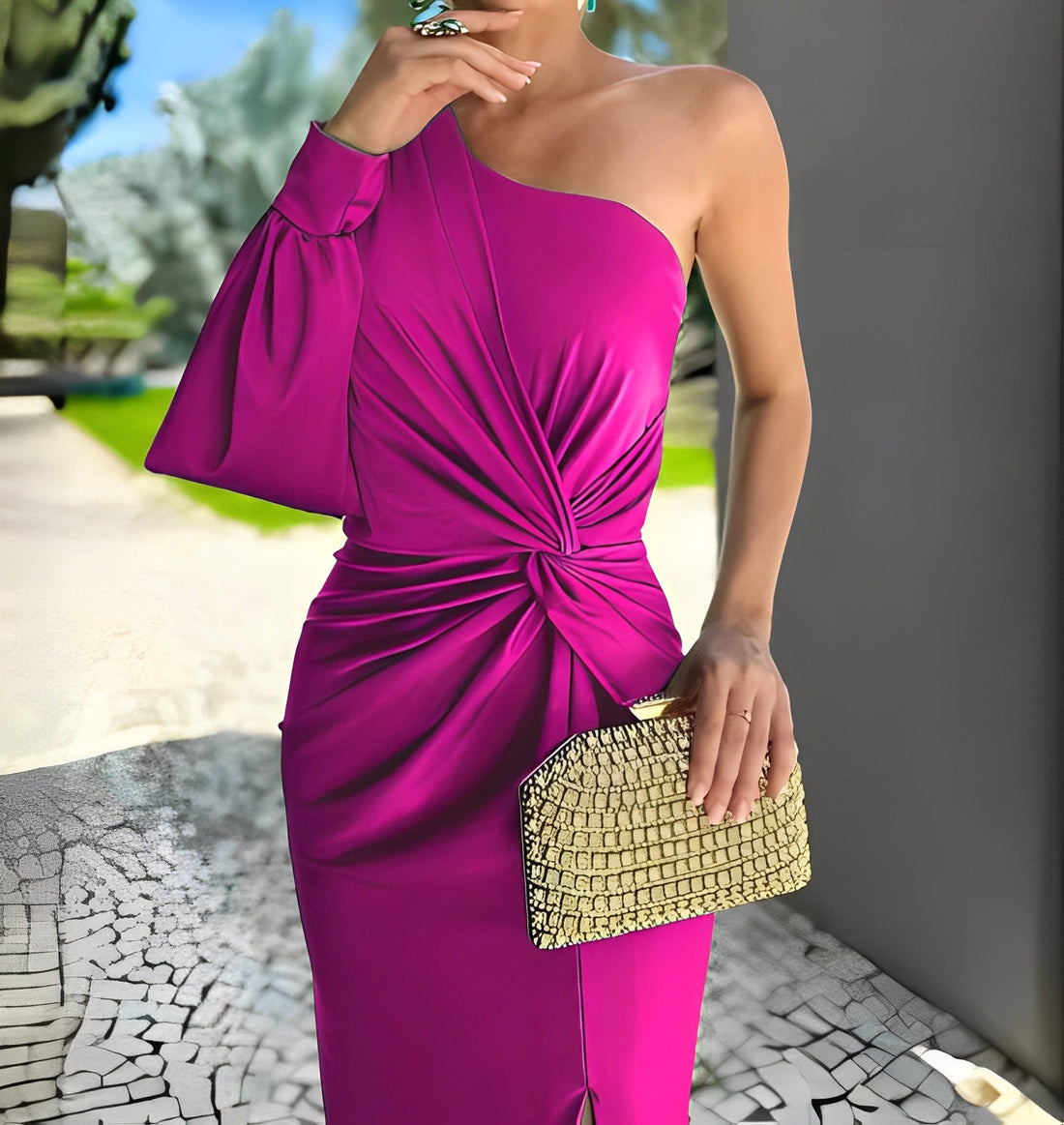 Pauline - Elegante abito monospalla drappeggiato per donne