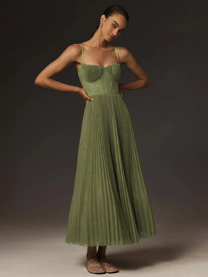 Melba - Backless Flared Midi Dress for Women