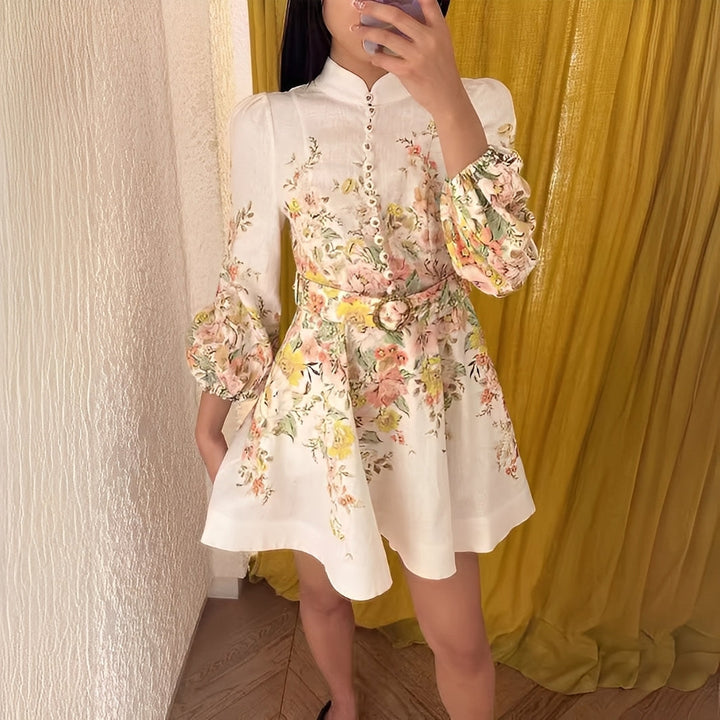 Debra - Elegant Button-Up Mini Dress for Women