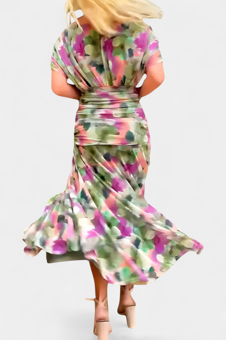 Amarra™ – Abito Lungo Elegante in Chiffon Drappeggiato