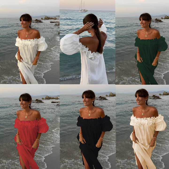 Patrice - Women's Slit and Off-Shoulder Dress