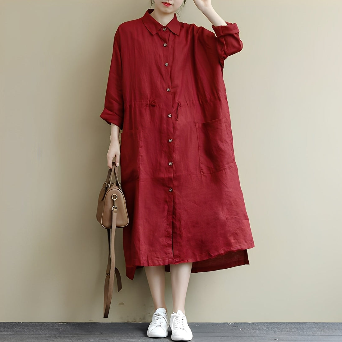 Chelsie - Maxiabito oversize con bottoni per donne