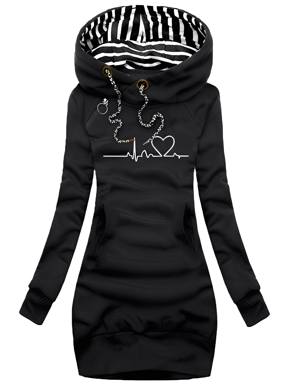Roxanne - Abito in maglia casual stampato con cappuccio per donne