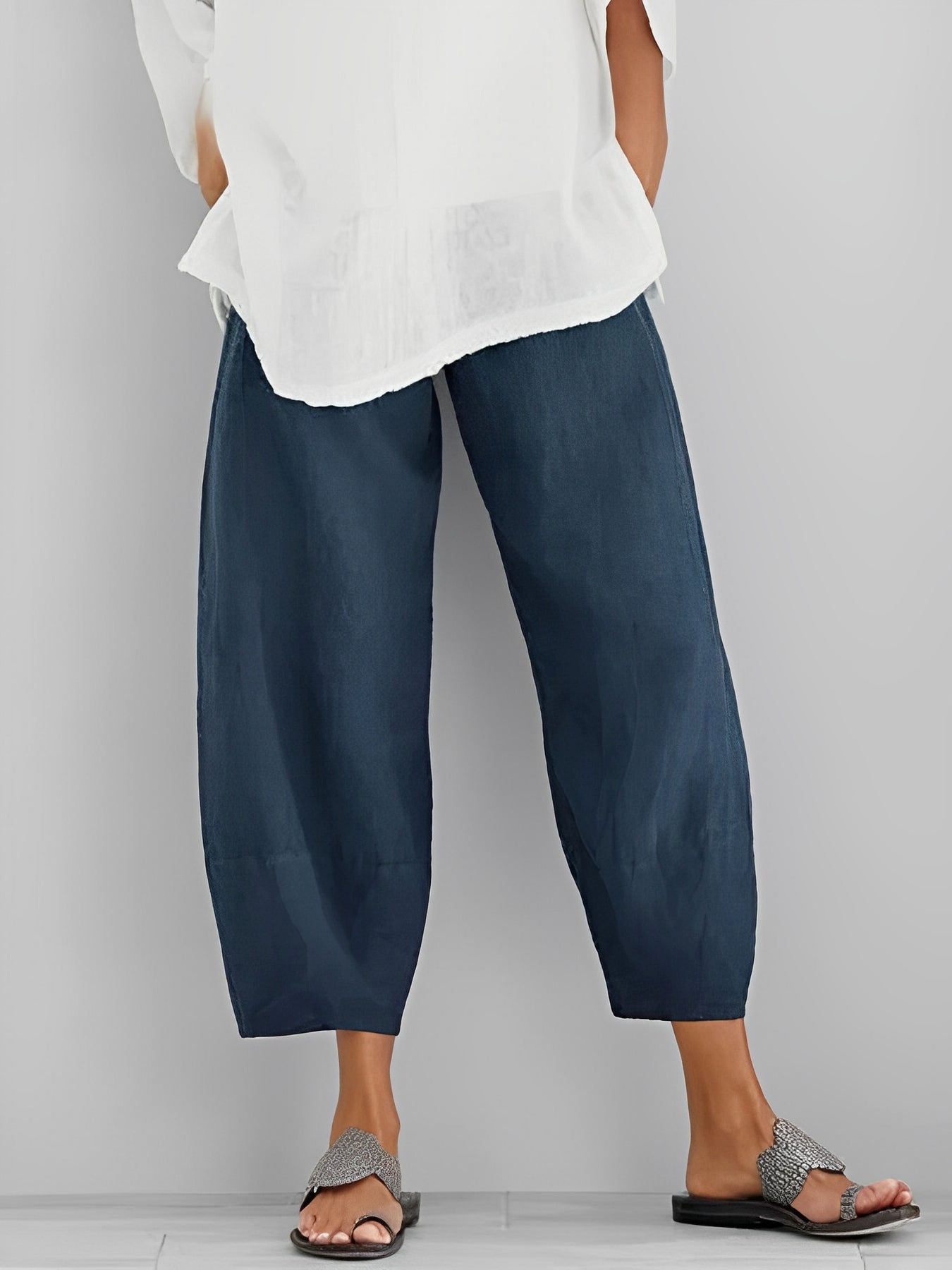 Alethea - Pantaloni larghi in lino dal look casual