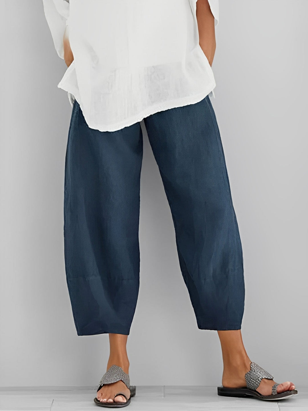Alethea - Pantaloni larghi in lino dal look casual