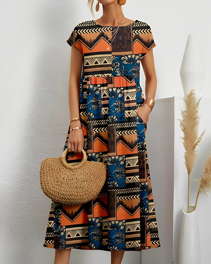Merla - Elegant women's midi dress with pockets