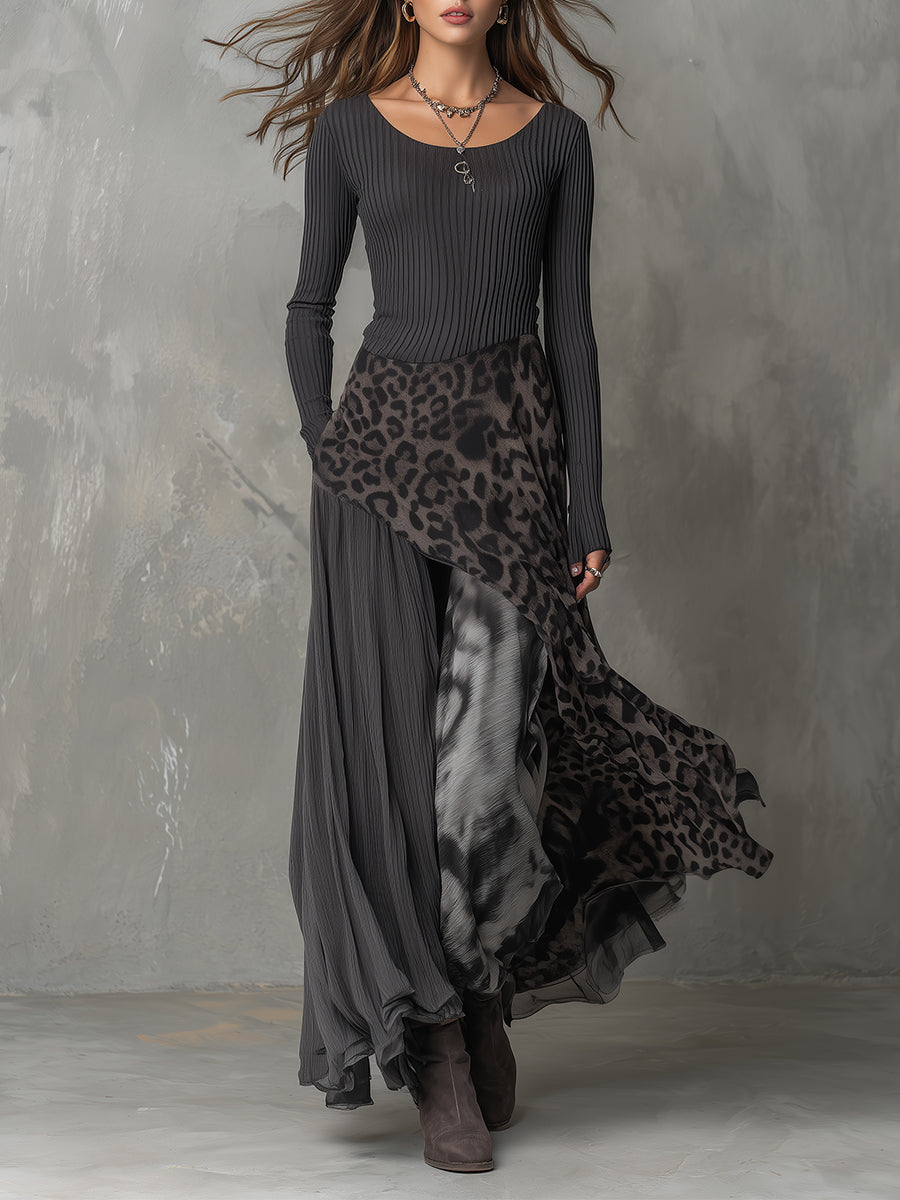 Carmen | Abito maxi boho con stampa leopardata