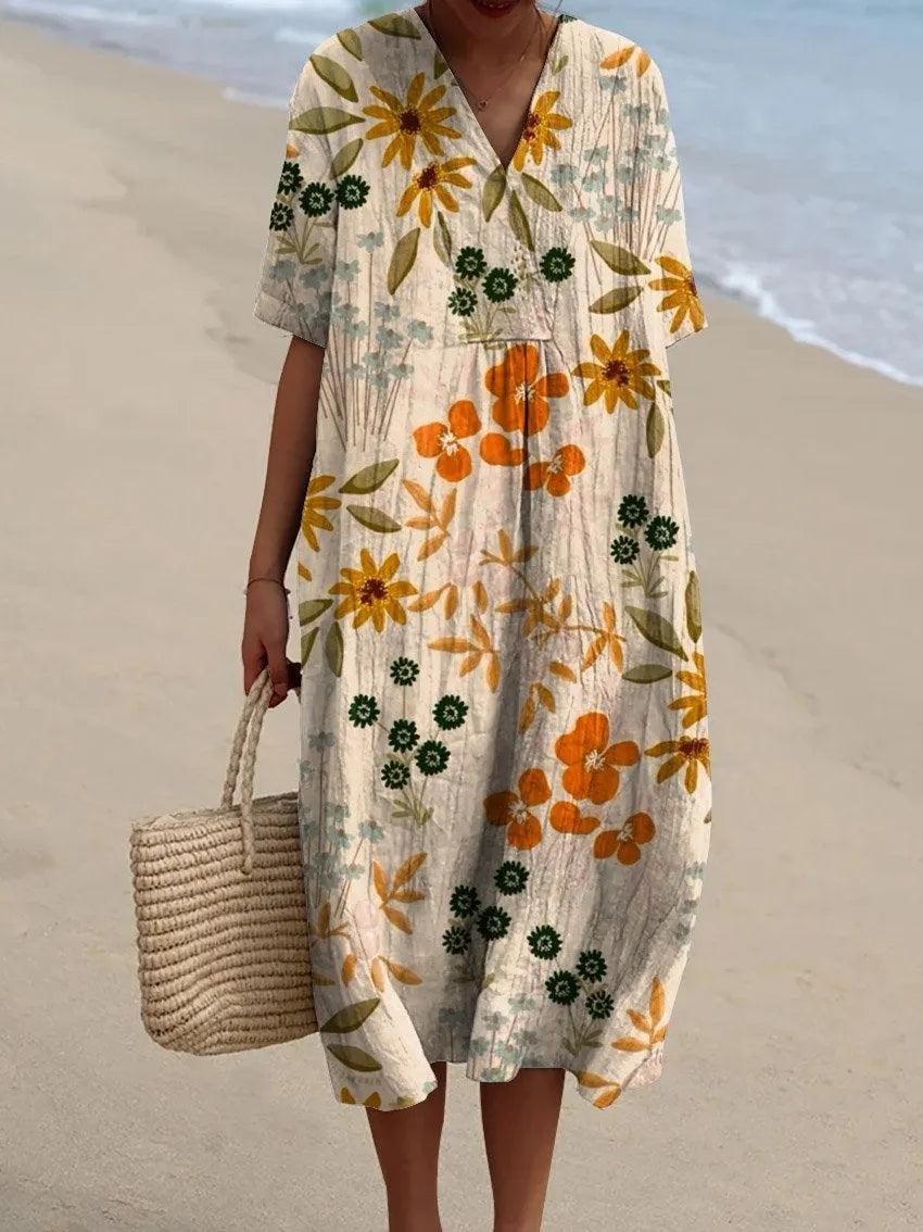 Marisol - Vintage Style Casual Floral Dress