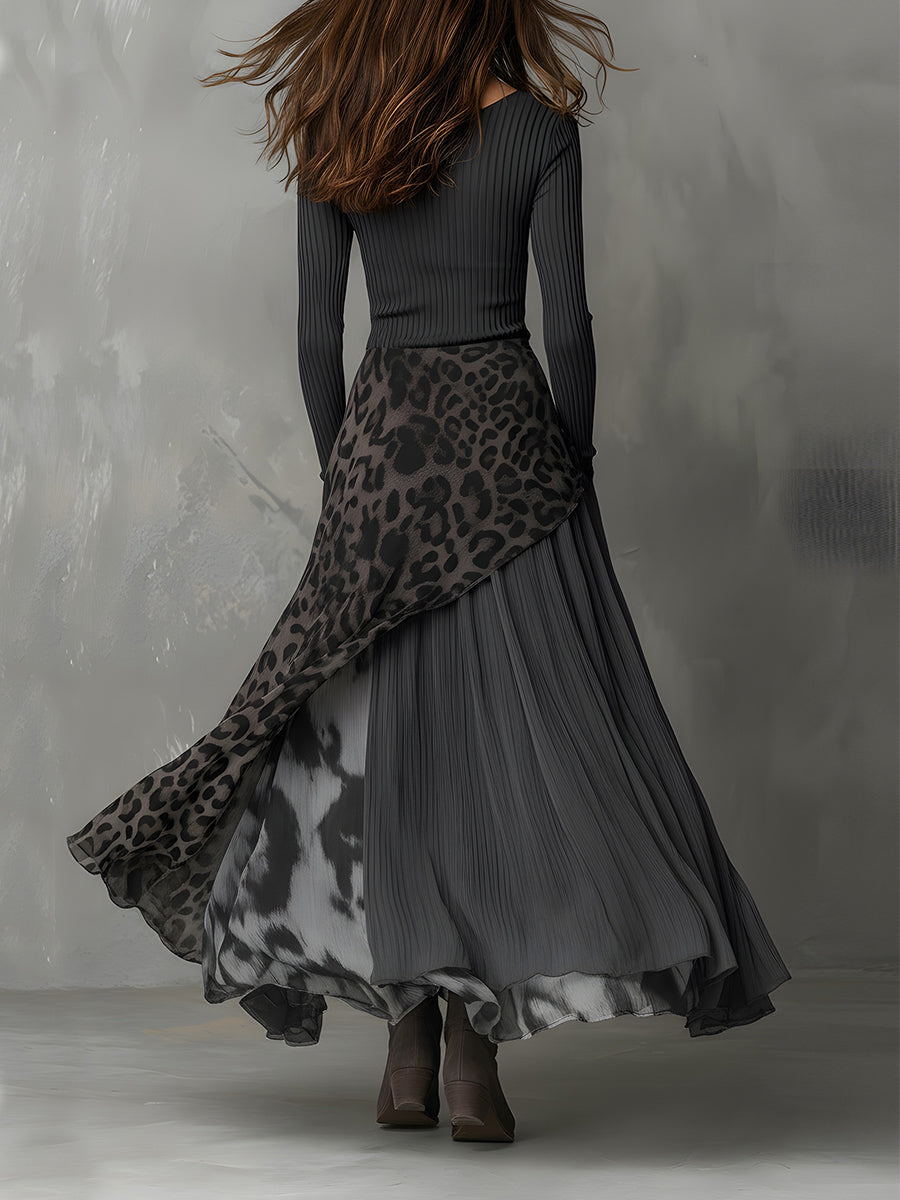 Carmen | Abito maxi boho con stampa leopardata