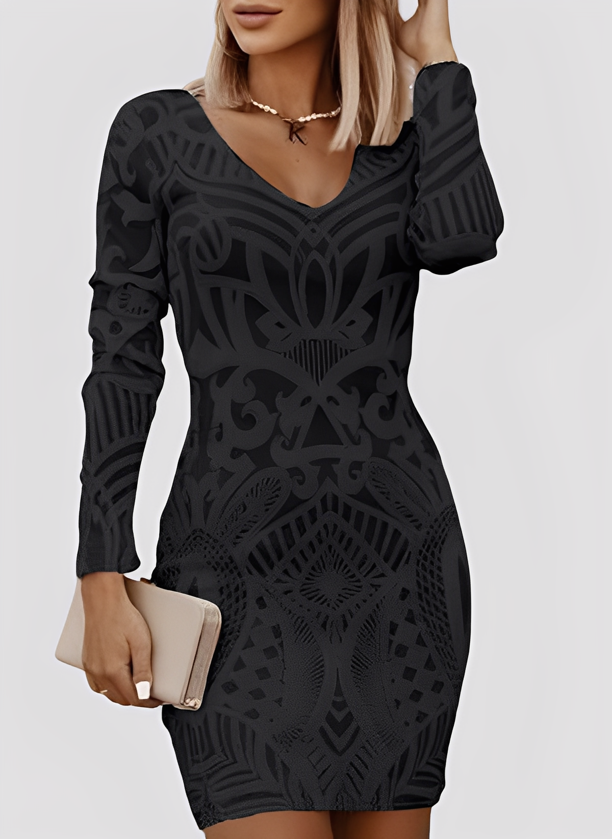 Caitlyn - Elegante abito attillato a maniche lunghe per donne
