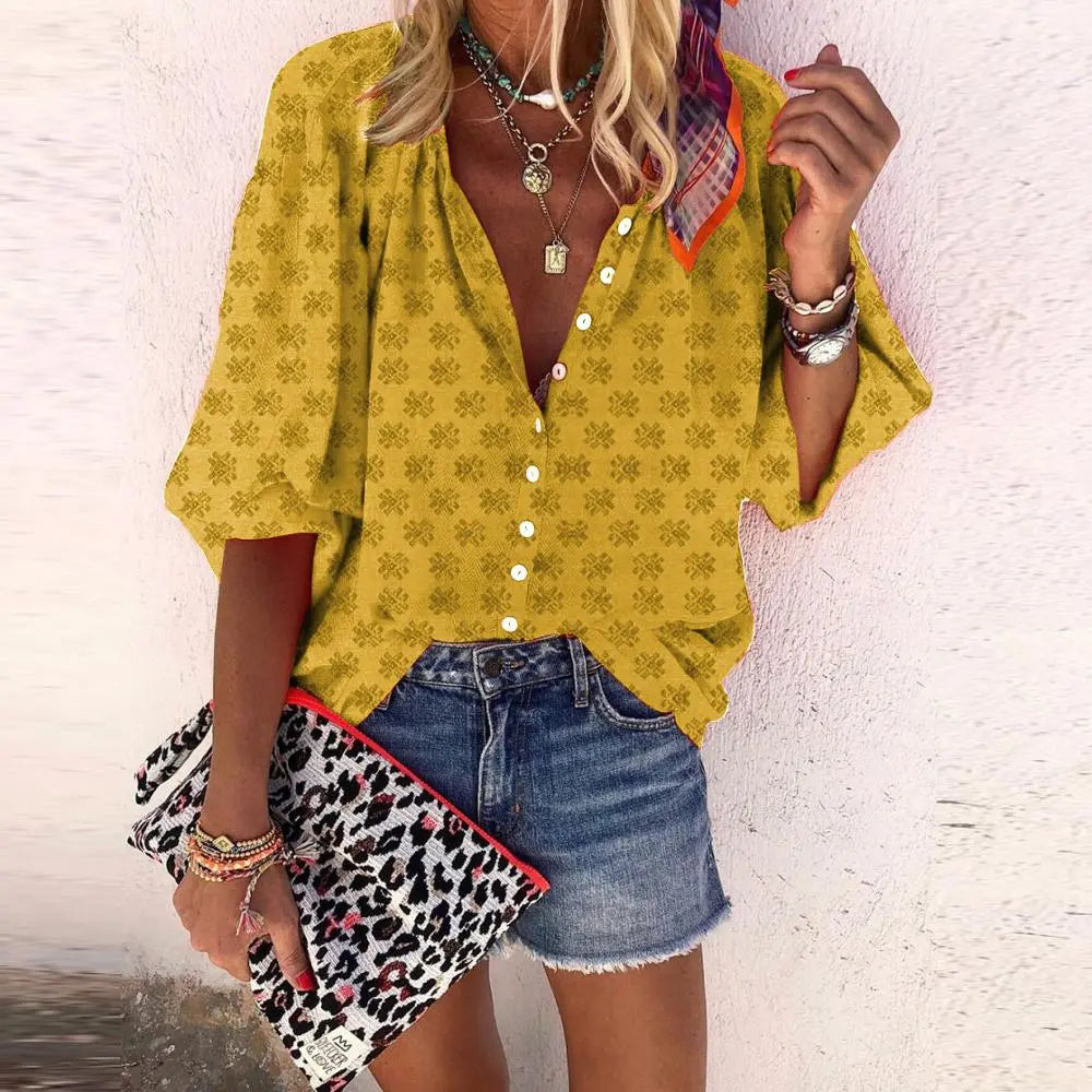 Isabella - Floral Top with Vintage Buttons
