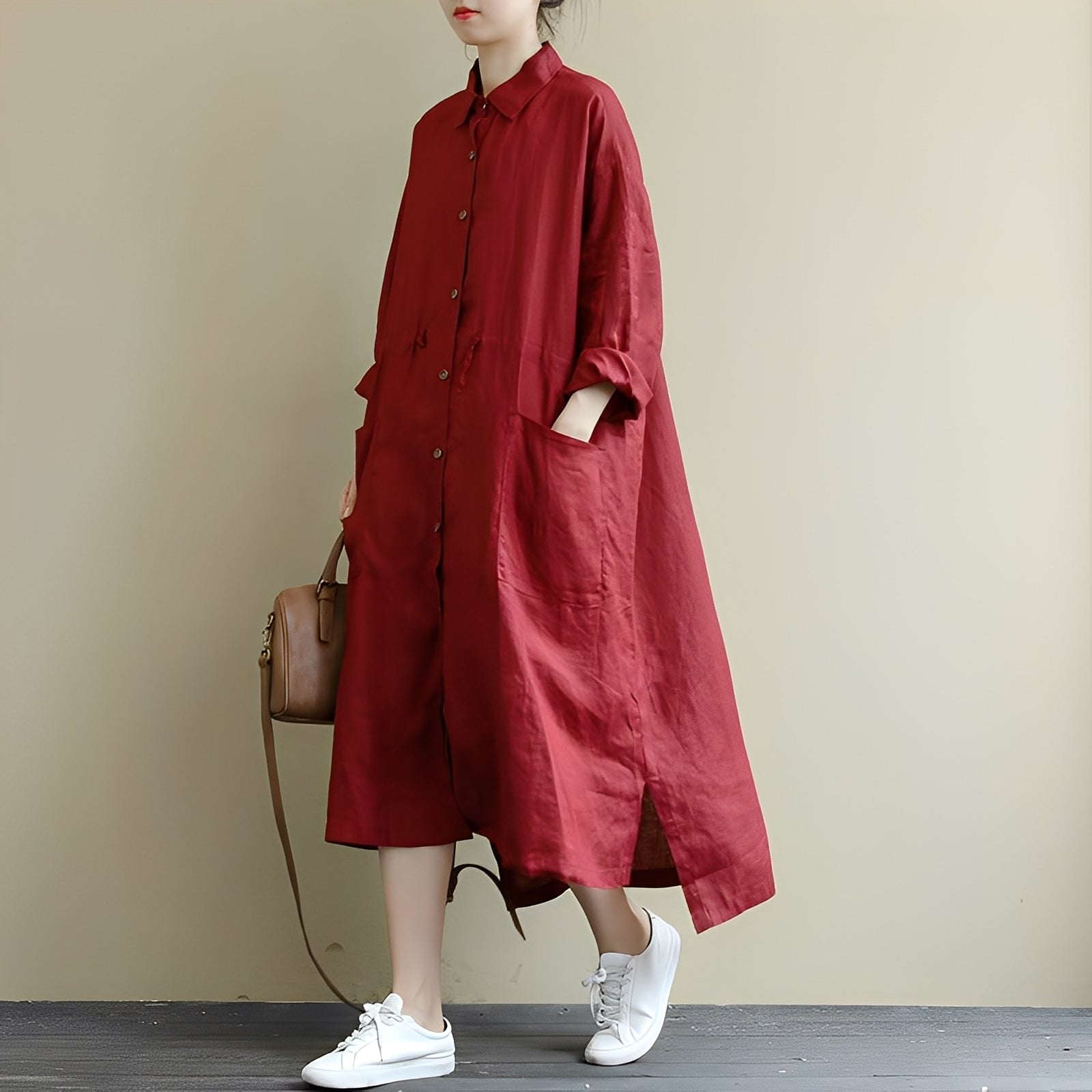 Chelsie - Maxiabito oversize con bottoni per donne