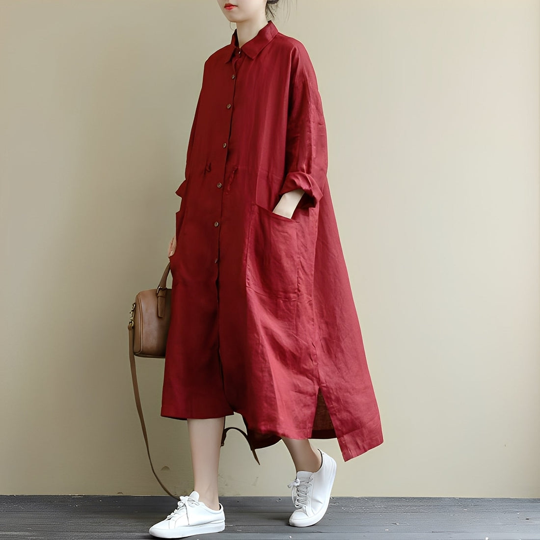 Chelsie - Maxiabito oversize con bottoni per donne