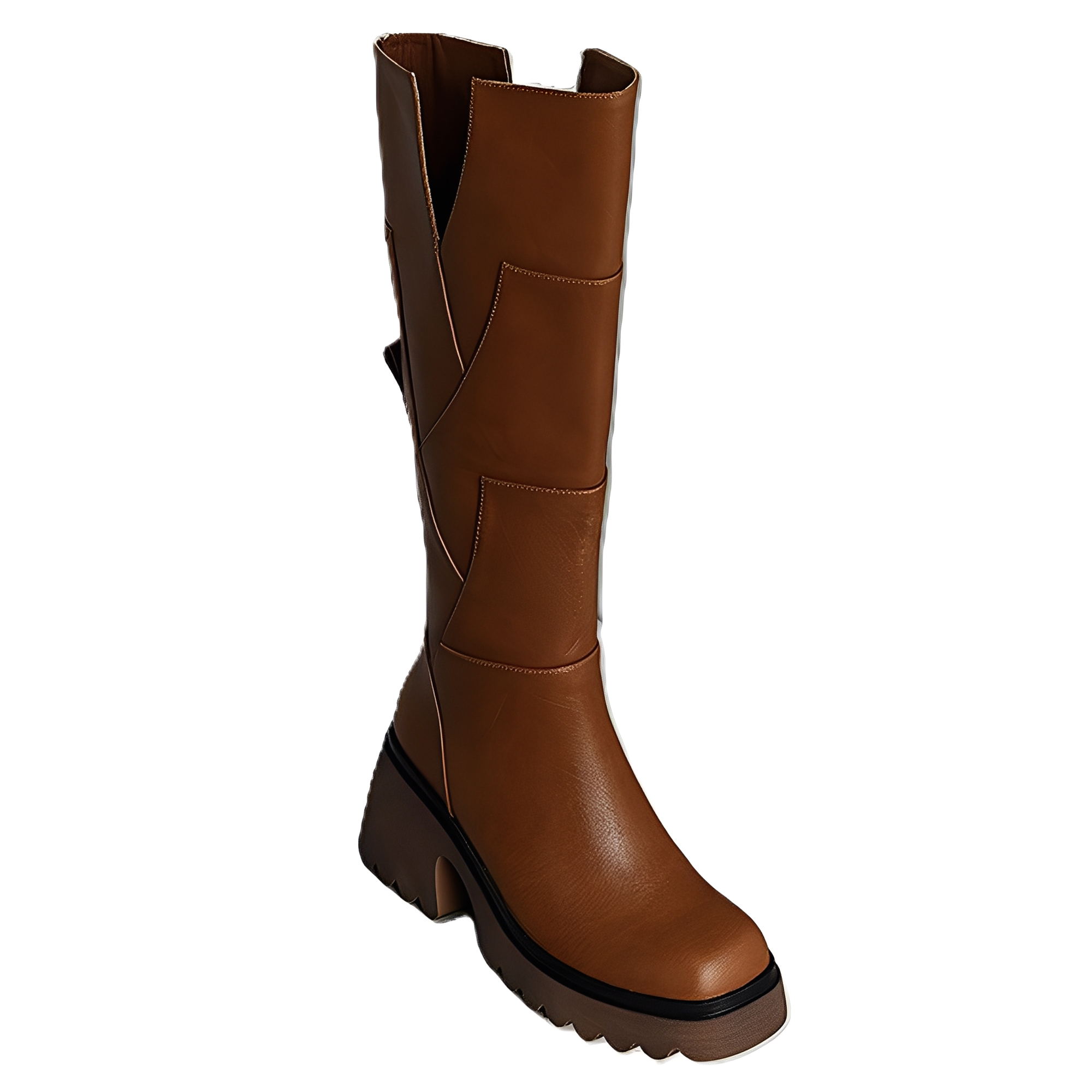 Madelaine - Casual, robusti stivali in pelle con zip per donne