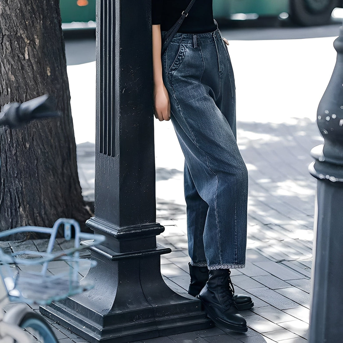 Shirlee - Eleganti pantaloni di jeans a vita alta per donne