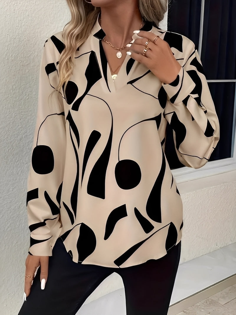 Melville - Elegante camicetta a maniche lunghe con stampa per donne