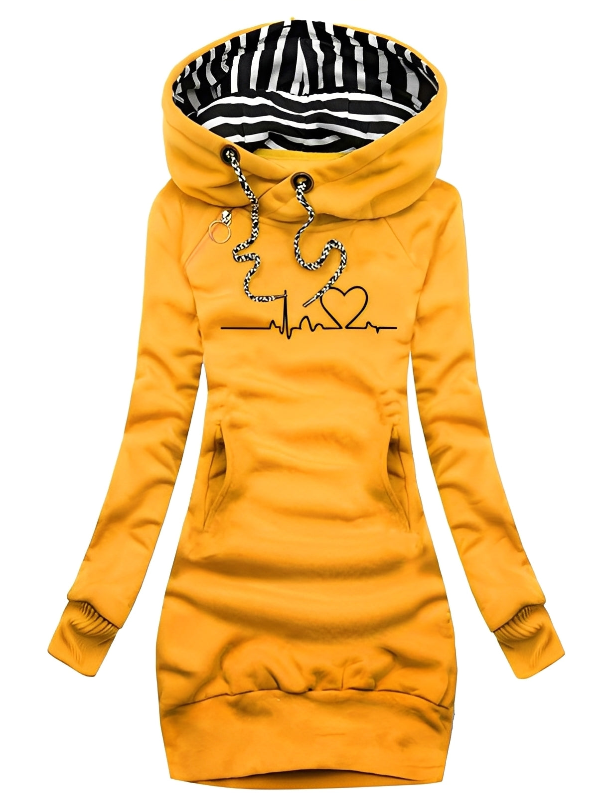 Roxanne - Abito in maglia casual stampato con cappuccio per donne