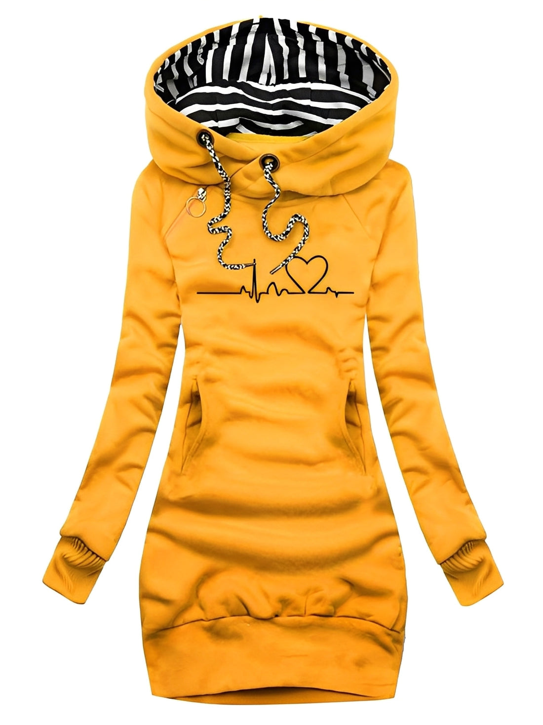 Roxanne - Abito in maglia casual stampato con cappuccio per donne