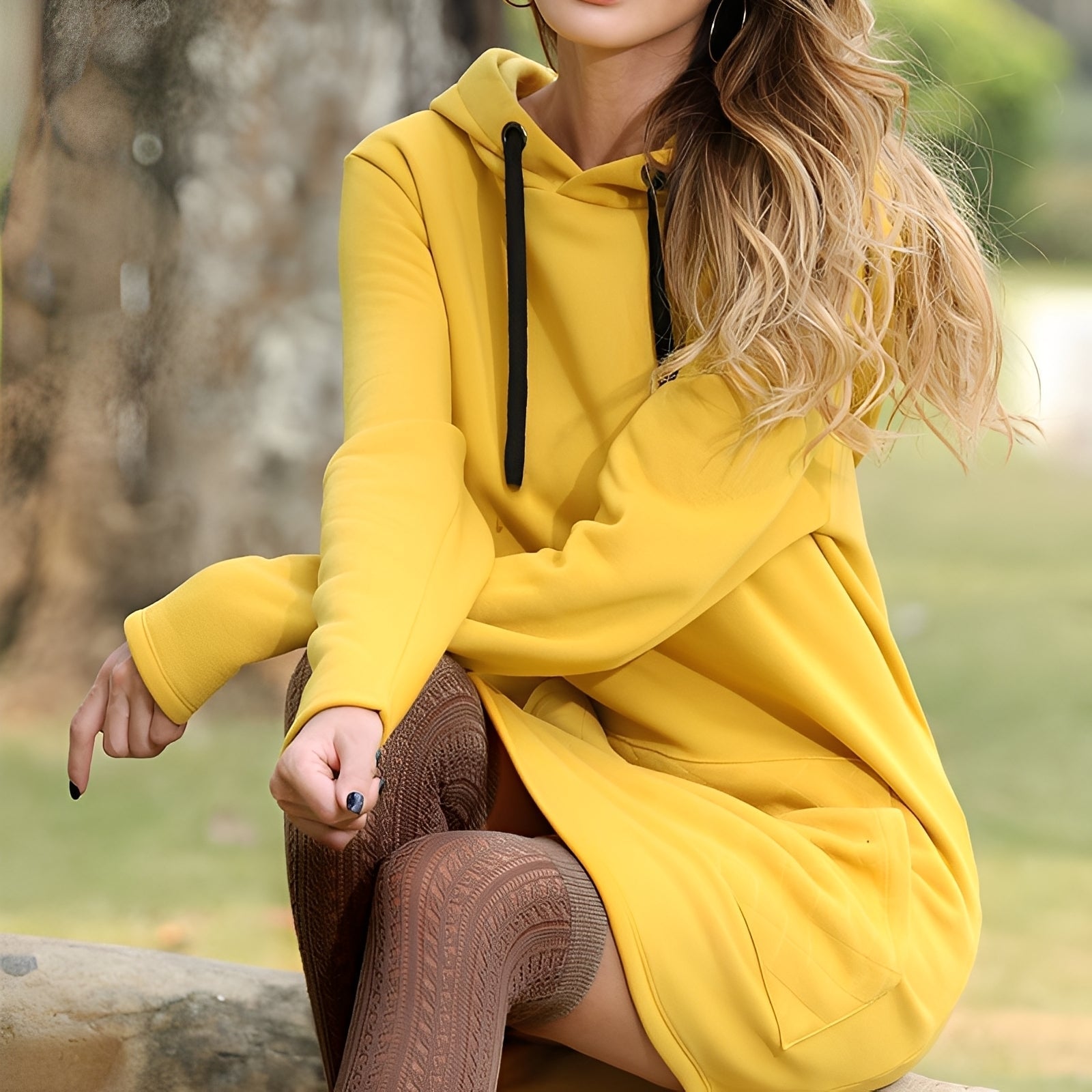 Glenna - Women's Long-Sleeve Hoodie Dress
