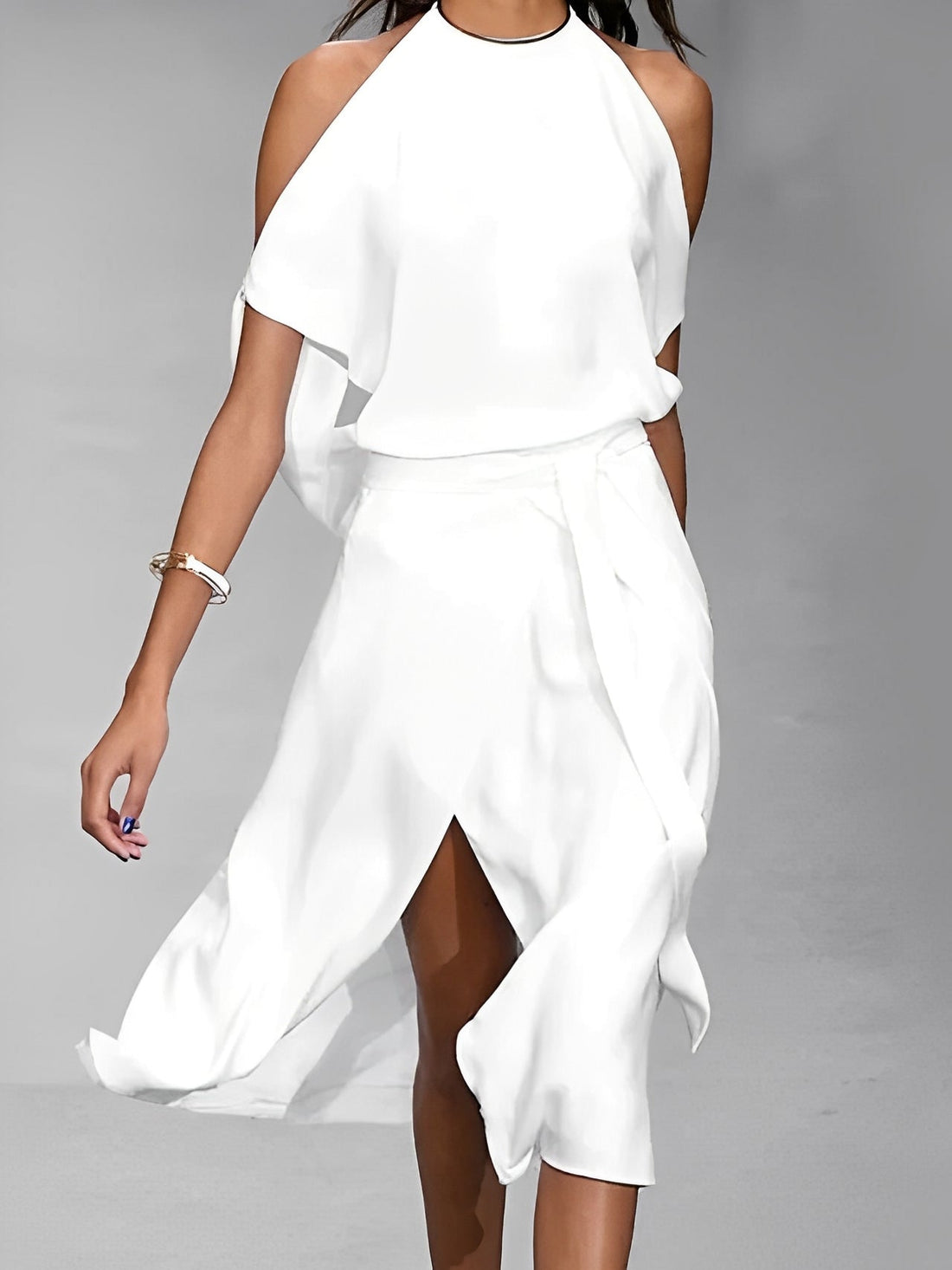 Jaylen - Abito elegante con spacco e spalle scoperte