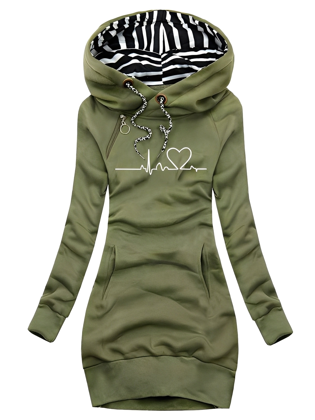 Roxanne - Abito in maglia casual stampato con cappuccio per donne