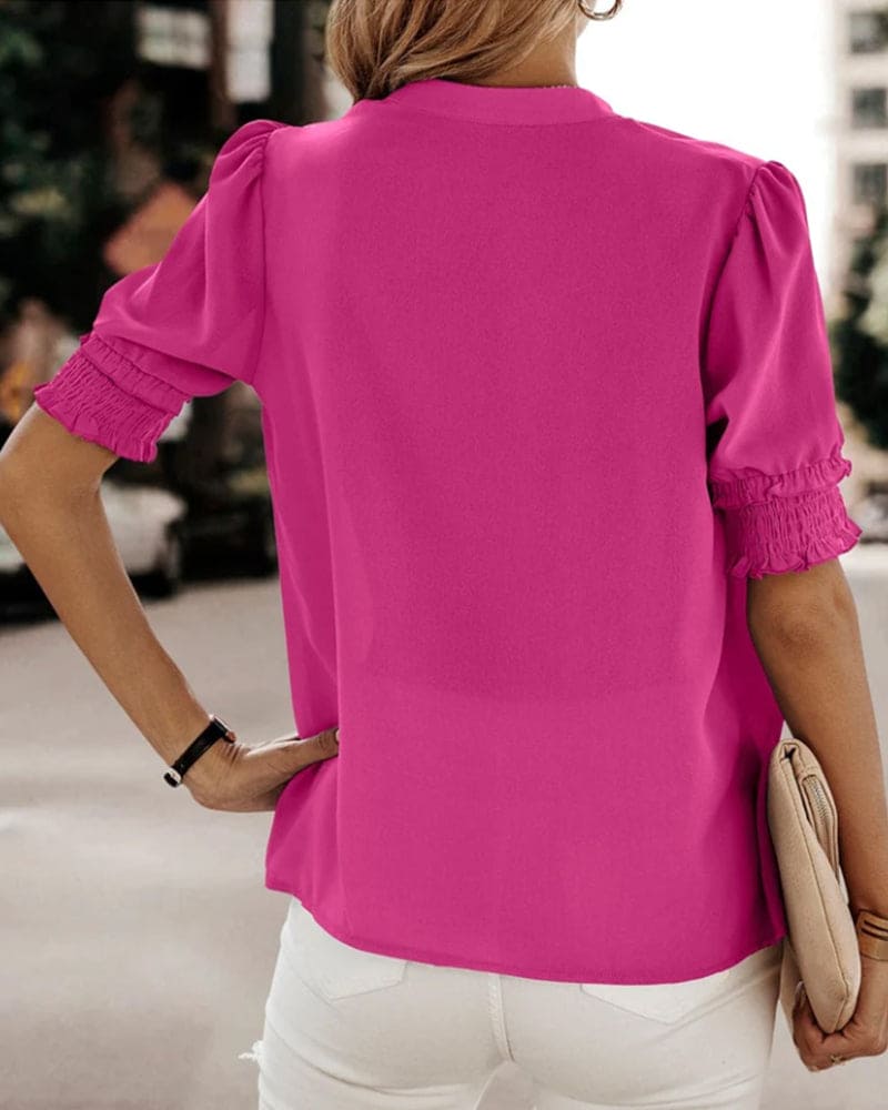 Sophia – Blusa con Scollo a V e Maniche Corte
