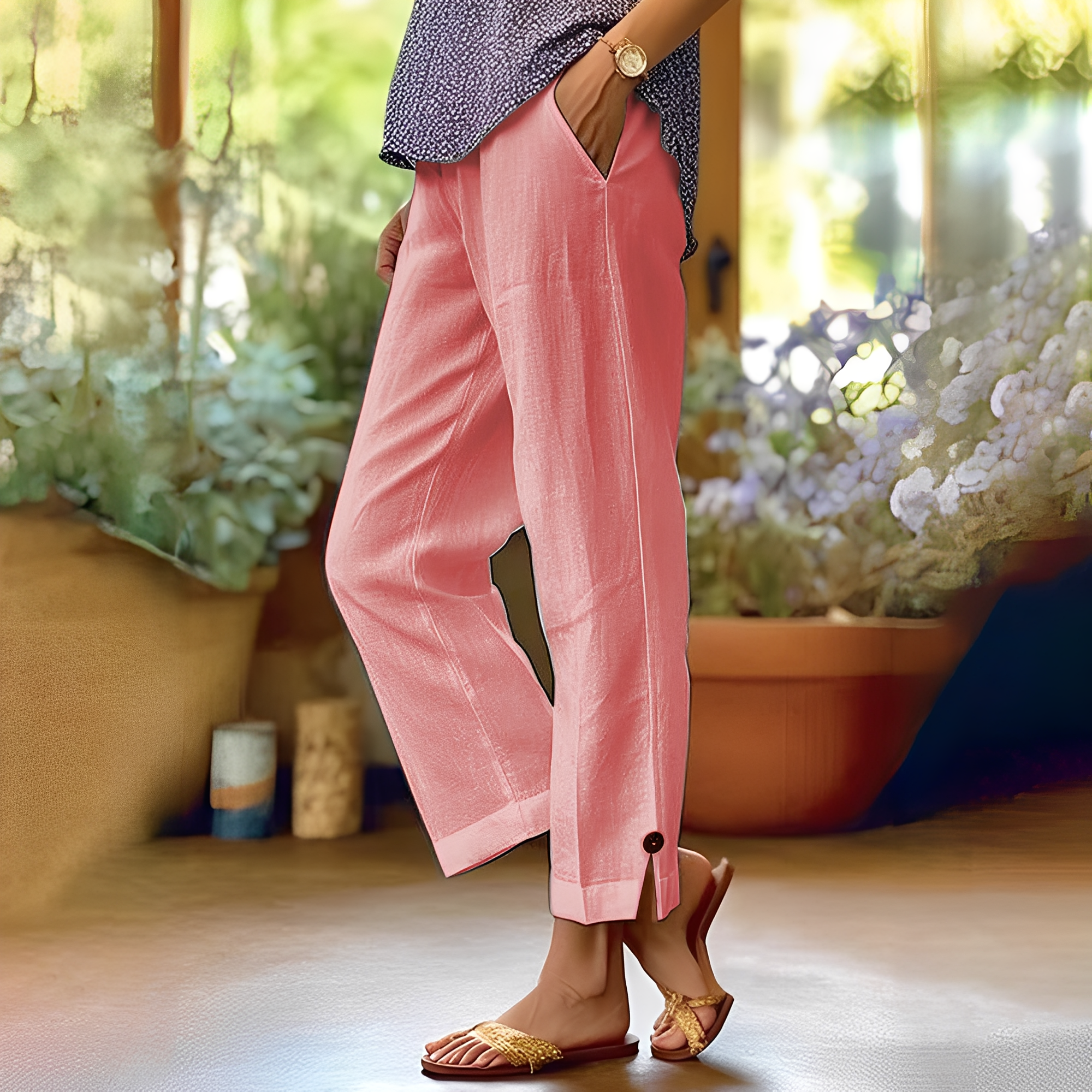 Kassia - Pantaloni estivi casual in lino per donne