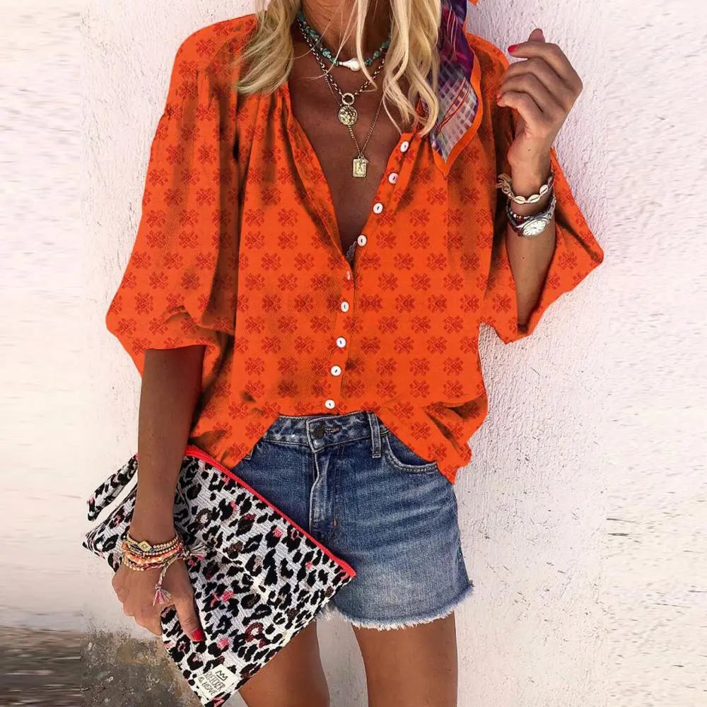 Isabella - Floral Top with Vintage Buttons