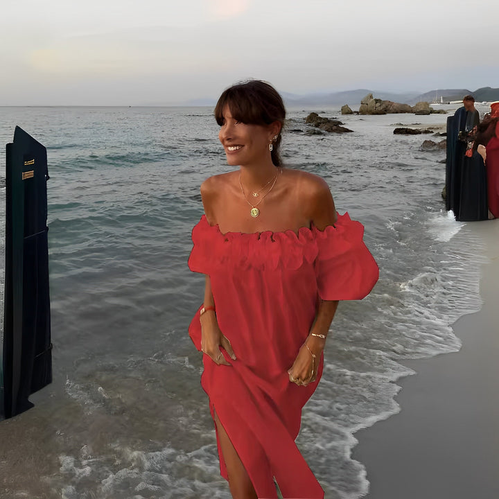 Patrice - Women's Slit and Off-Shoulder Dress