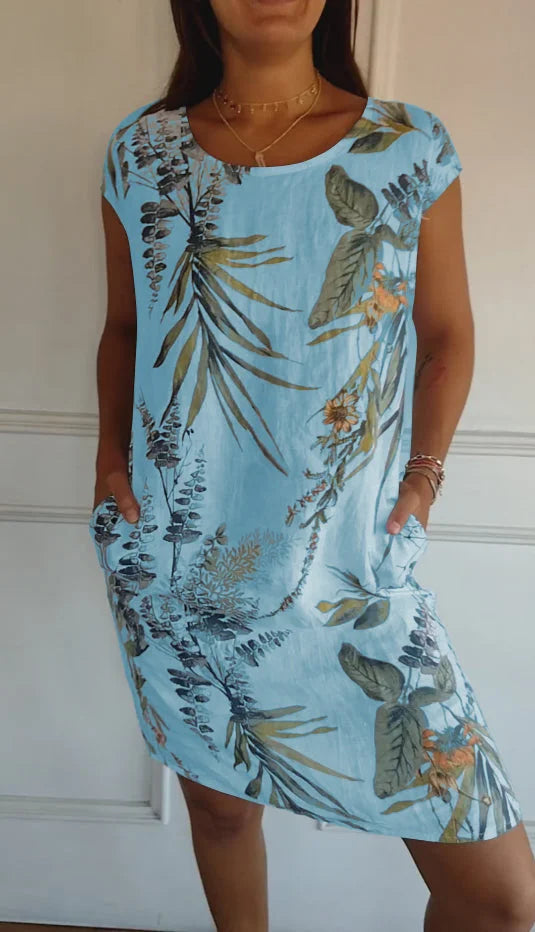 Britt – Printed dress with round neck