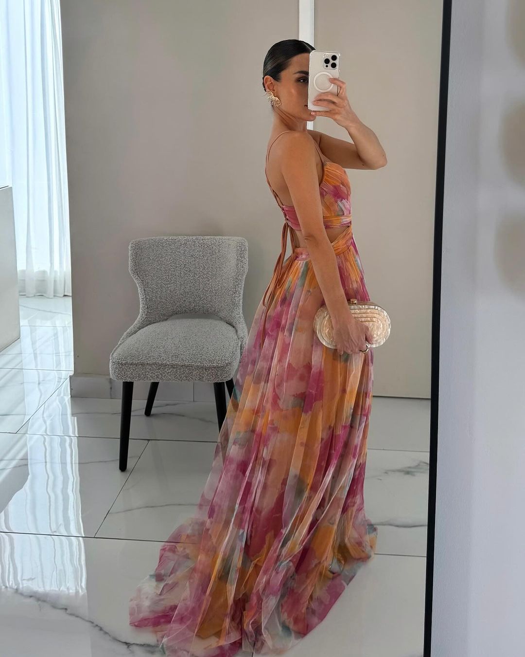 Gwendolyn - Elegante Abito Lungo con Stampa Floreale Donna