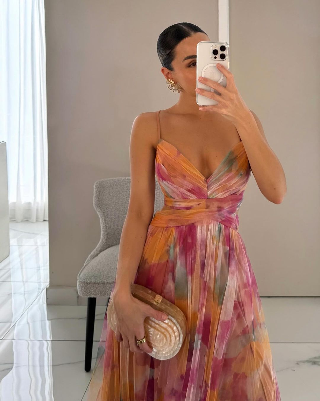 Gwendolyn - Elegante Abito Lungo con Stampa Floreale Donna