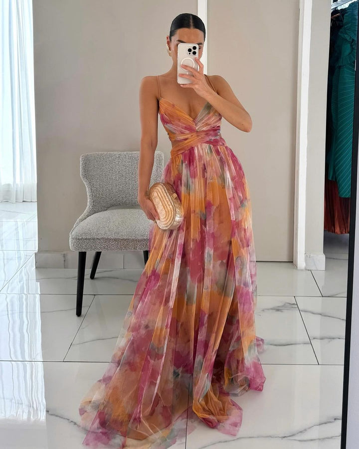 Gwendolyn - Elegant Women's Long Dress with Floral Print
