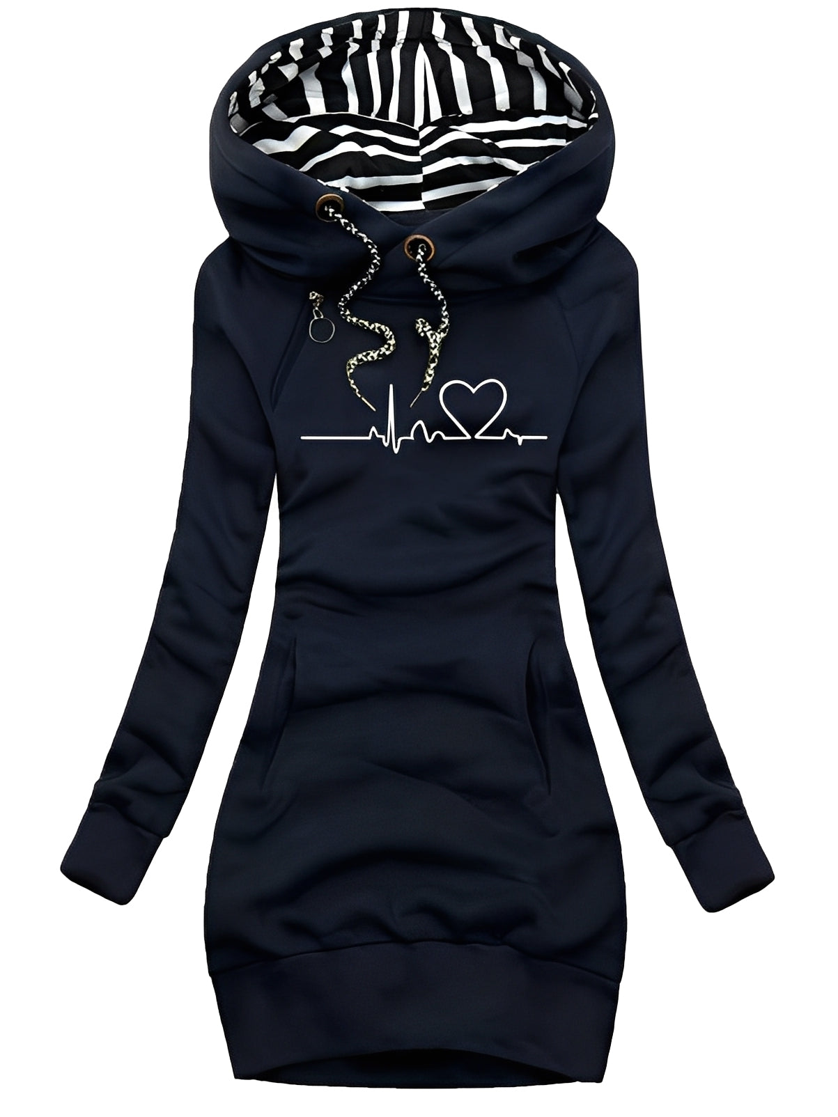 Roxanne - Abito in maglia casual stampato con cappuccio per donne