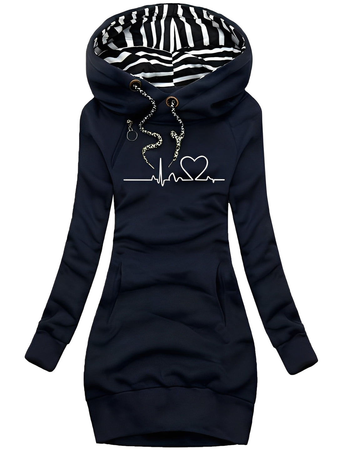 Roxanne - Abito in maglia casual stampato con cappuccio per donne