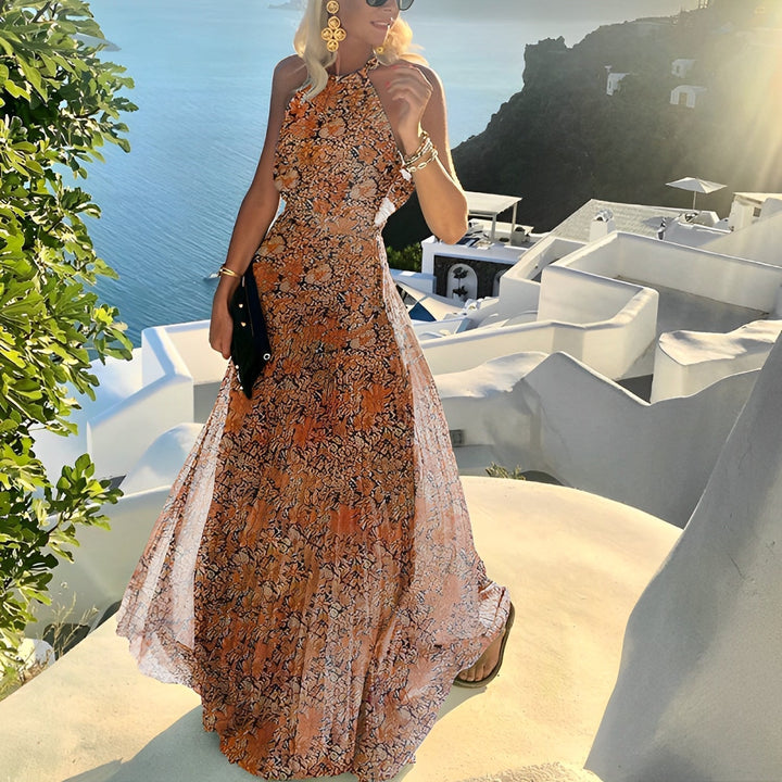 Valorie - Boho Pleated Patchwork Print Dress for Women